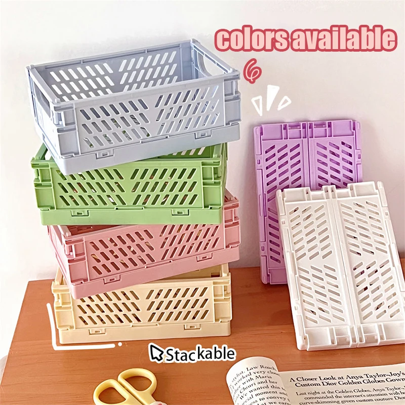 

6 Styles Plastic Stackable Foldable Stationary Holder Simple Cute Student Office Desktop Storage Stationery Organizer