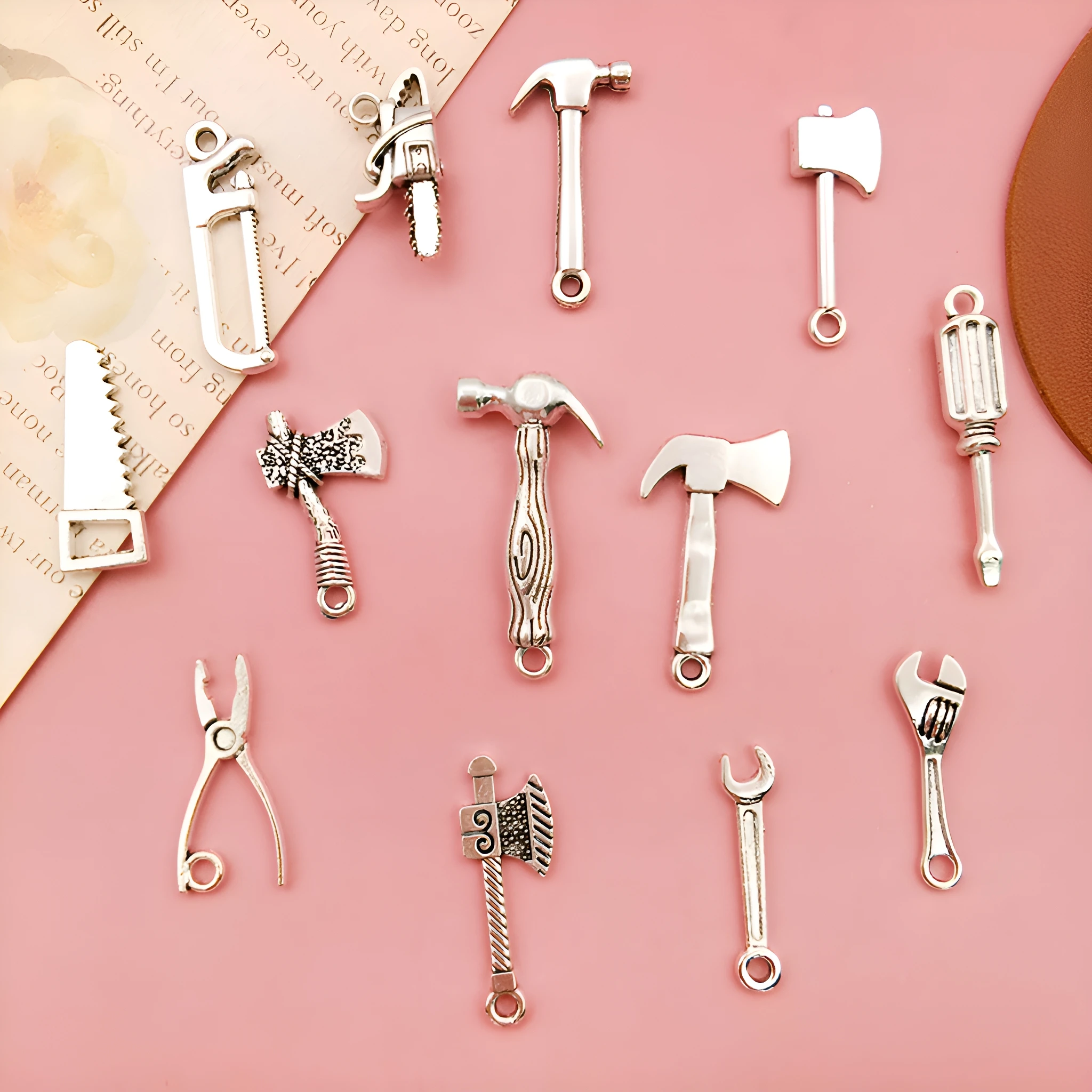 13pcs Antique Silvery Alloy Knife Saw Tool Charms DIY Pendant for Bracelet Necklace Earrings Jewelry Making Craft Accessories