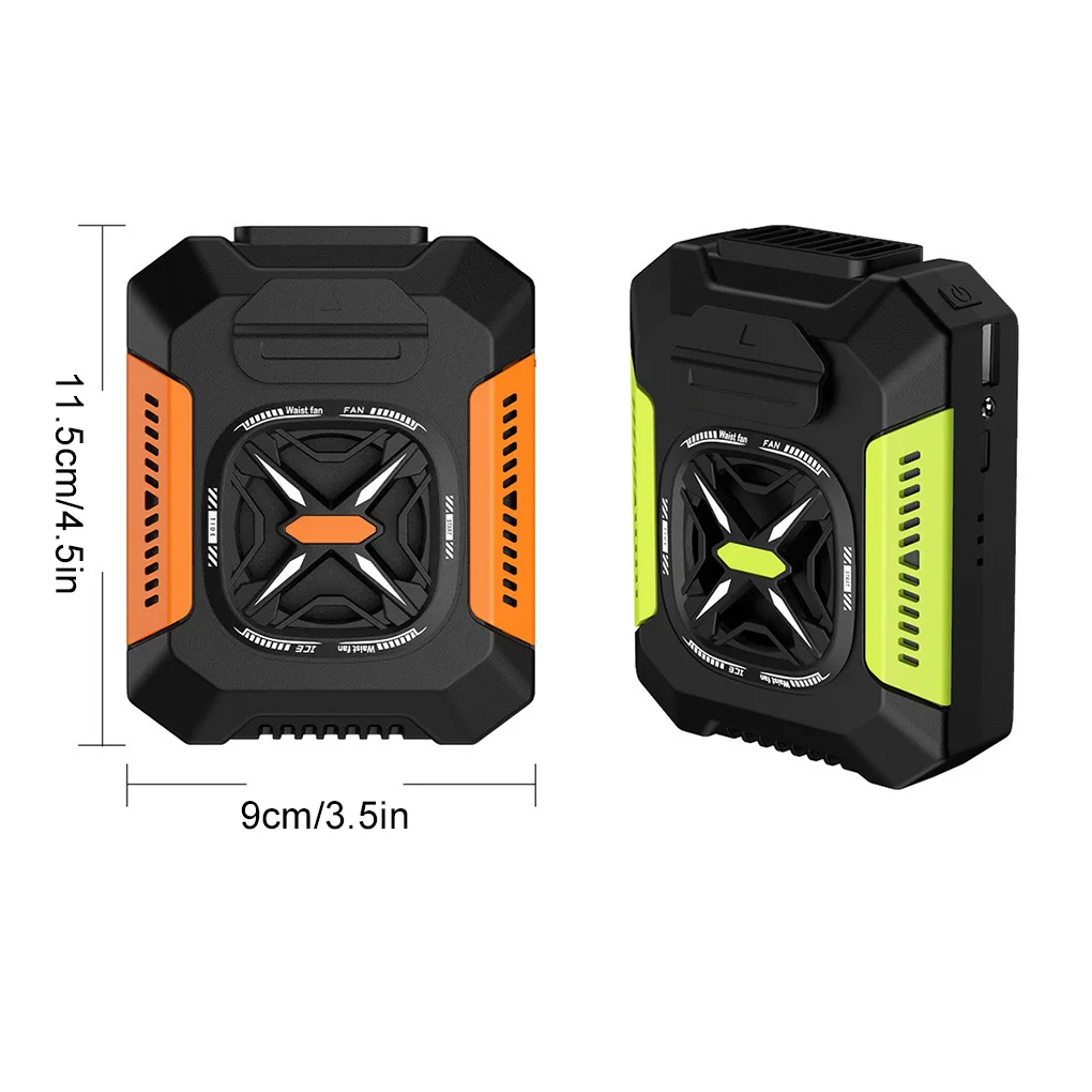 USB Waist Mounted Electric Fan 5000 Mah Rechargeable Anti Drop Shock Absorption Fan Portable 14000 RPM Flashlight Hanging Fan