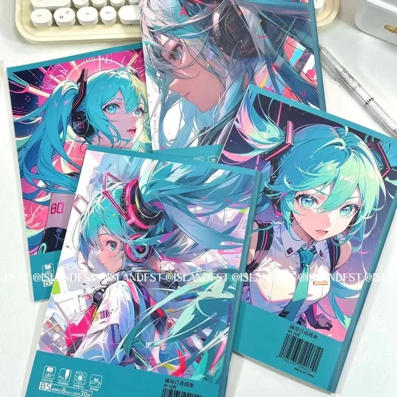 Hatsune Miku  Notebook Anime Peripheral Cute Cartoon Diary Japanese Kawaii Homework Stationery School Supplies Gifts for Friends