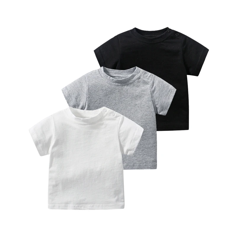 Baby T-Shirt Girls/Boys Tops Soft Cotton Clothes Plain Color Short Sleeve Round Neck Tees Summer Infant Casual Costume 0-12Monts