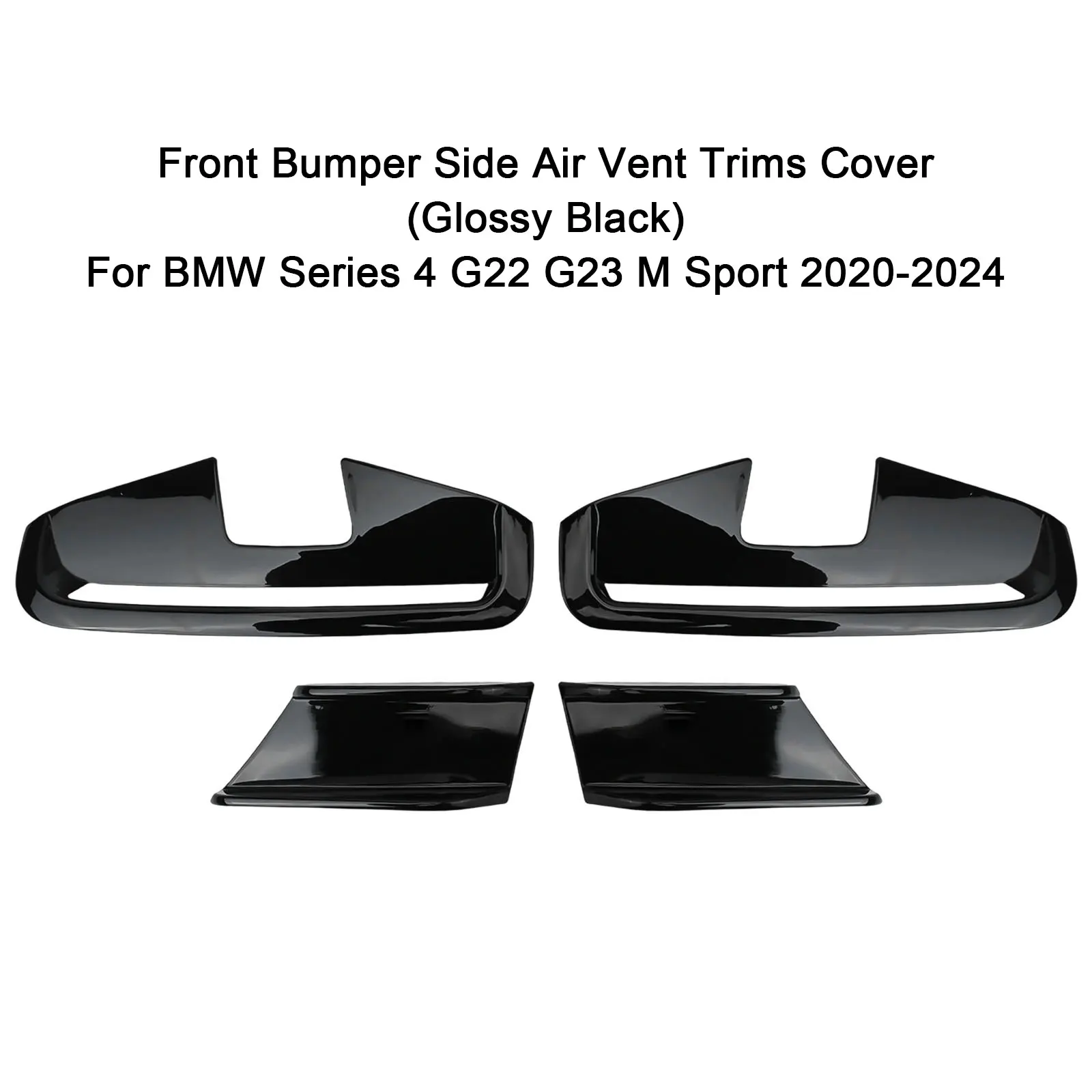 

4 шт. глянцевых черных накладок на передние боковые воздухозаборники для BMW G22 G23 M Sport 2020-2024, ABS, простая установка, элементы стайлинга экстерьера автомобиля