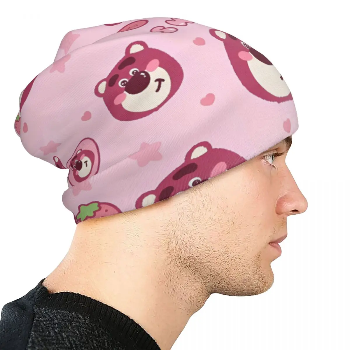 لطيف الفراولة الدب Skullies قبعة صغيرة ألعاب كرتونية Lotso القوطي الرجال النساء في الهواء الطلق قبعات دافئة ذات الاستخدام المزدوج بونيه قبعة