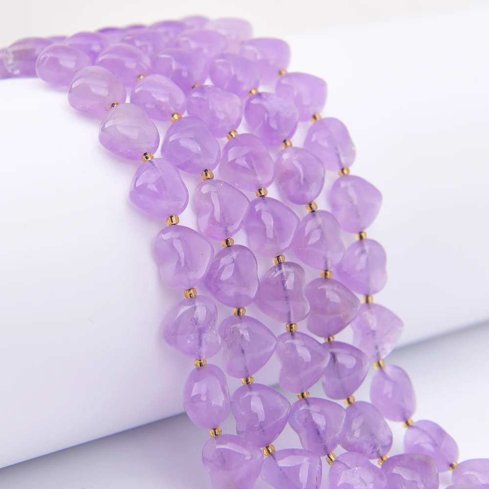 APDGG 14x15mm Natural Purple Amethyst Quartzs Smooth Heart Nugget Loose Beads 15'' Strand Jewelry Making DIY