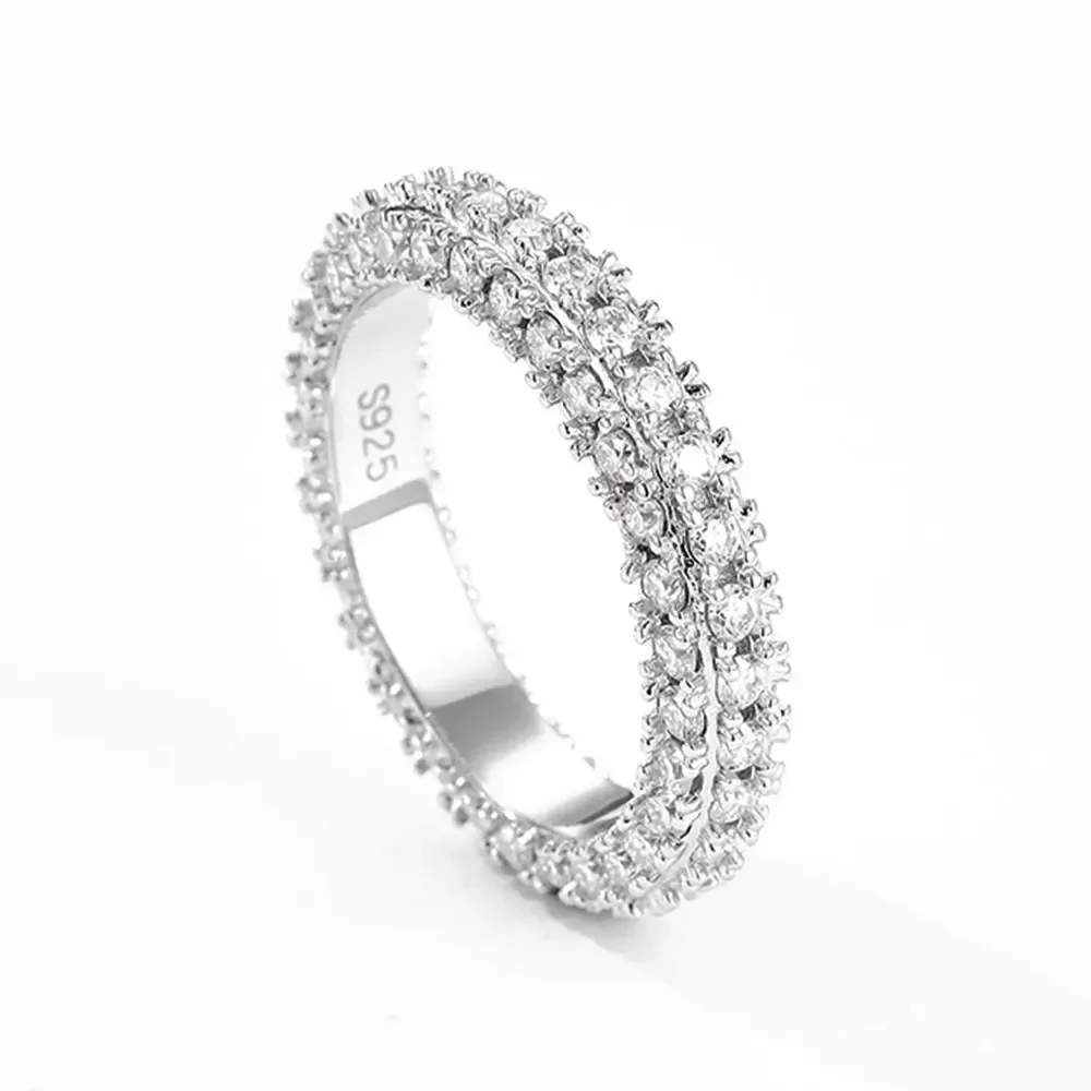 KNOBSPIN-Anéis Moissanite para Homens e Mulheres, Banda Eterna, Diamante de Laboratório, S925 Banhado a Prata, Anel de Ouro 18K, D VVS1, Anel De Casamento