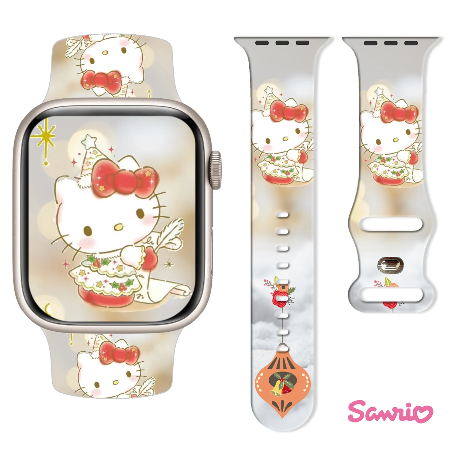 

Sanrio Light Colors Christmas Strap for Apple Watch 11 10 9 8 Silicone Band Replaceable Watchband for iWatch 46mm 44mm 42mm 41mm