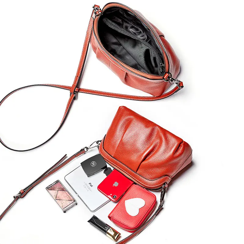 Zency New Women Summer Bag 100% Genuine Leather High Quality Small Hobos Bags Casual Lady Shoulder Bag Black Grey Crossbody