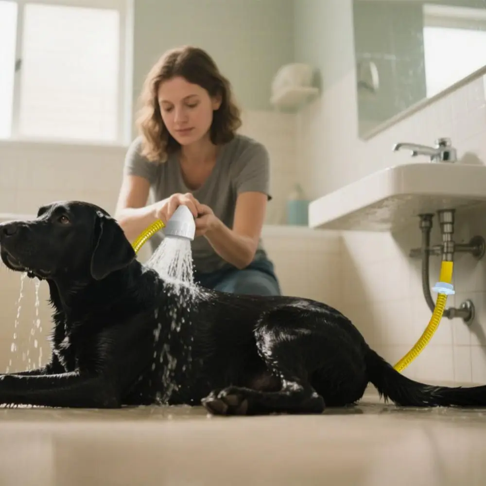 

Flexible Adjustable Shower Hose Faucet Extension Slip-On Quick Shower Hose With Pet Showerhead ABS