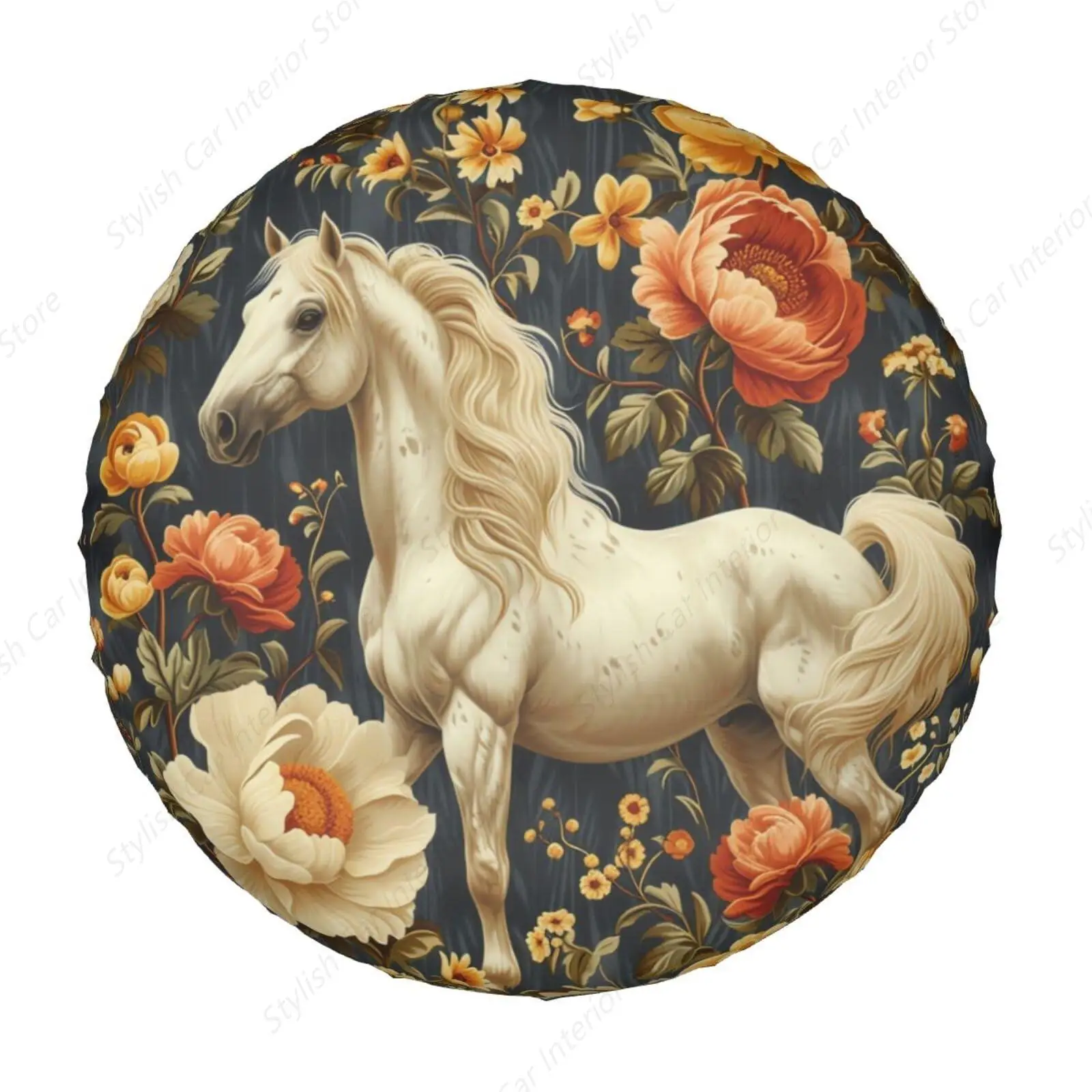 

Чехол на запасное колесо с лошадьми и цветочным принтом для внедорожника, прицепа, кемпера - водонепроницаемые защитные колеса, универсальный чехол на колесо с милыми животными
