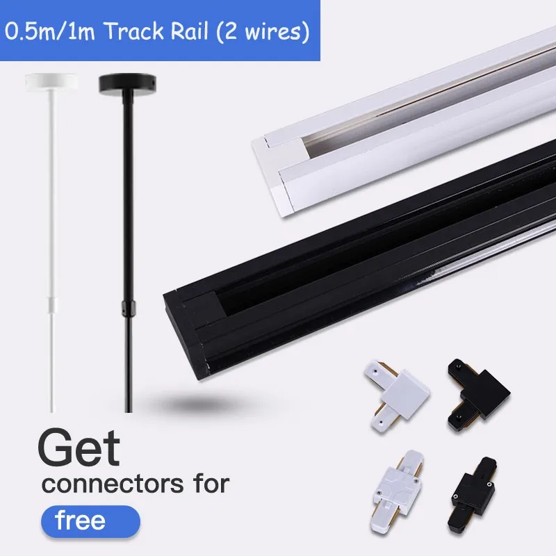 LED Track Light Rails 0.5M 1M Track Lamp Rails Straight/L Shape Connectors Telescopic Pole Track Rail Spotlight Track Ligh Rail