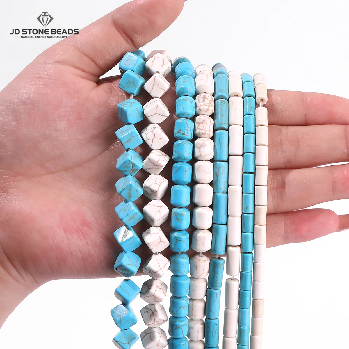 

Natural Blue Turquoise Stone Beads Tube Shape Loose Spacer Bead Cylinder Bead for Jewelry Making DIY Bracelet Necklace Accessory