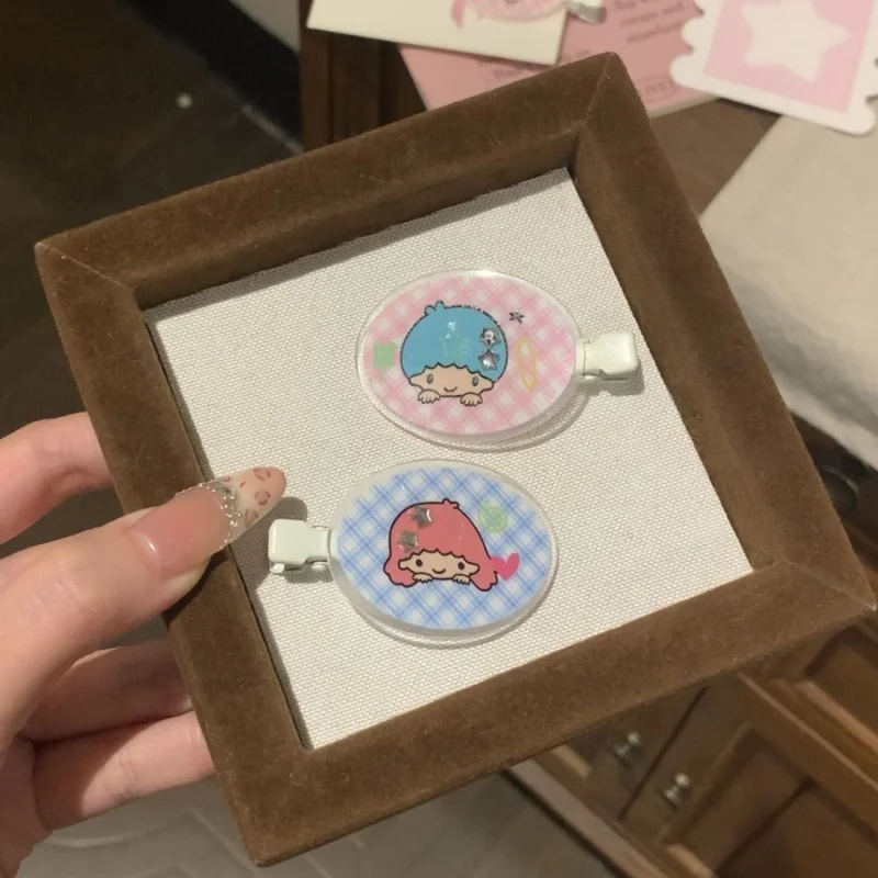 الكرتون سانريو ليتل التوأم نجوم القطع الناقص منقوشة الاكريليك دبوس الشعر طالب الانفجارات Traceless bb مشبك شعر الشعر الديكور الفتاة هدية