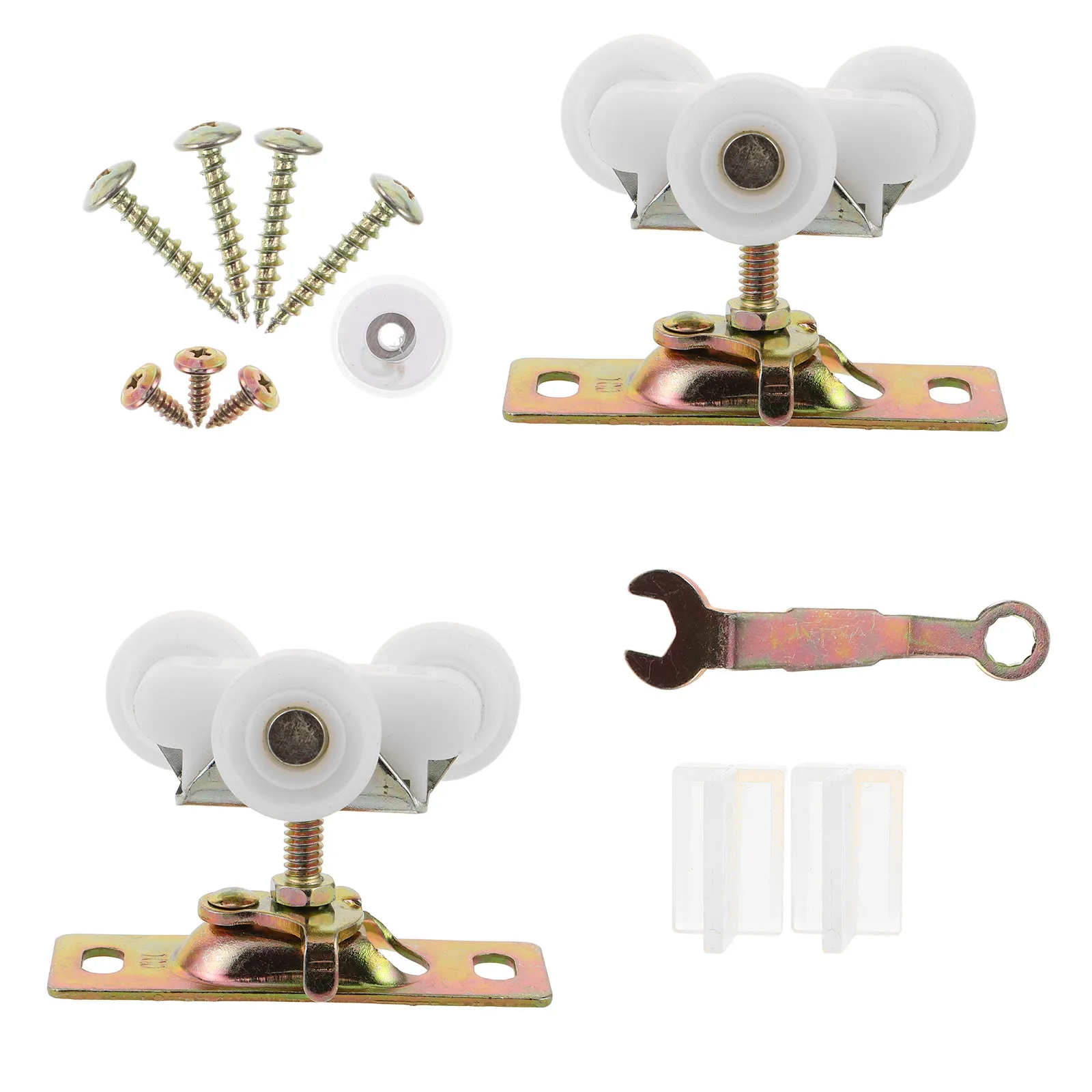 

1Set Sliding Door Rollers Smooth Silent Pulley Heavy Duty Bearing Wheels for Wardrobe Closet Glass Door Hardware Replacement