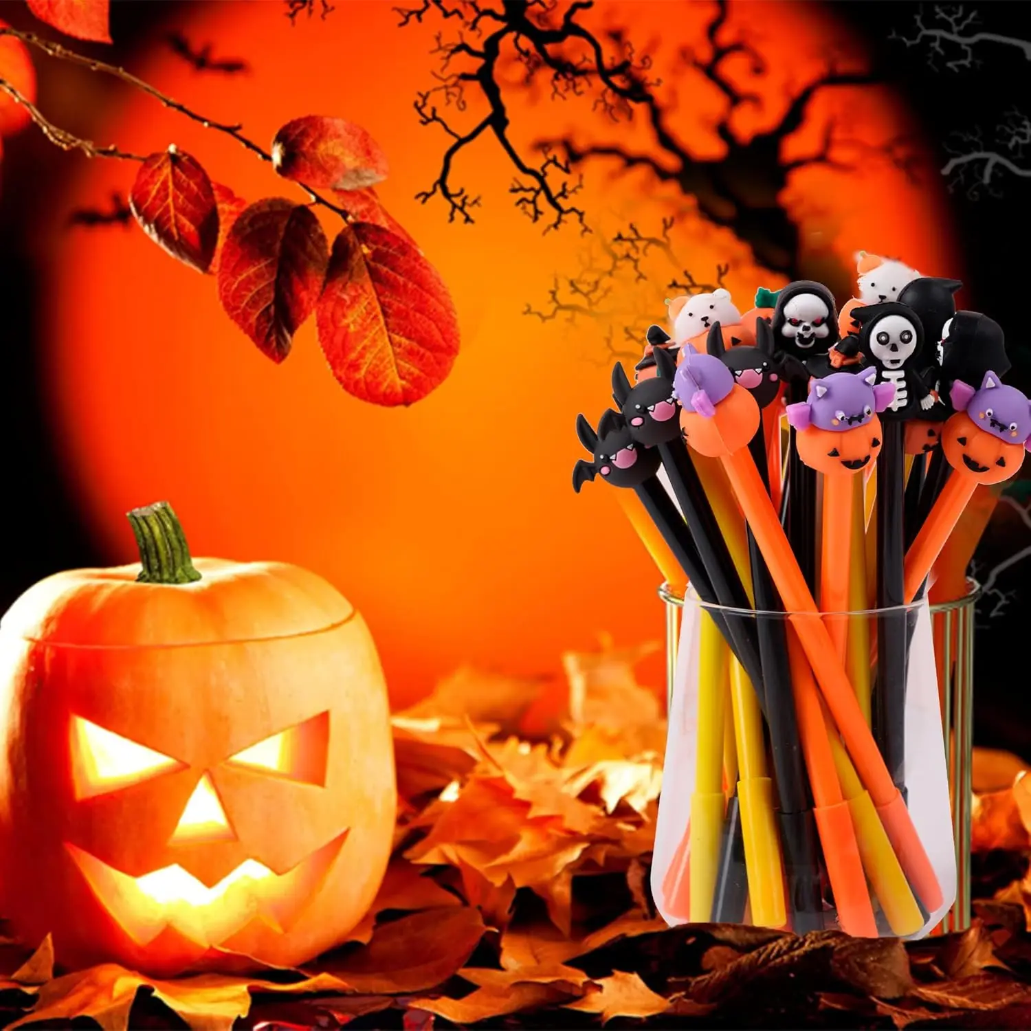 Imagem -05 - Halloween Gel Tinta Canetas Bonito Abóbora Cabeças de Crânio Novidade Escrevendo Ferramentas Escrevendo Suprimentos 60 Pcs