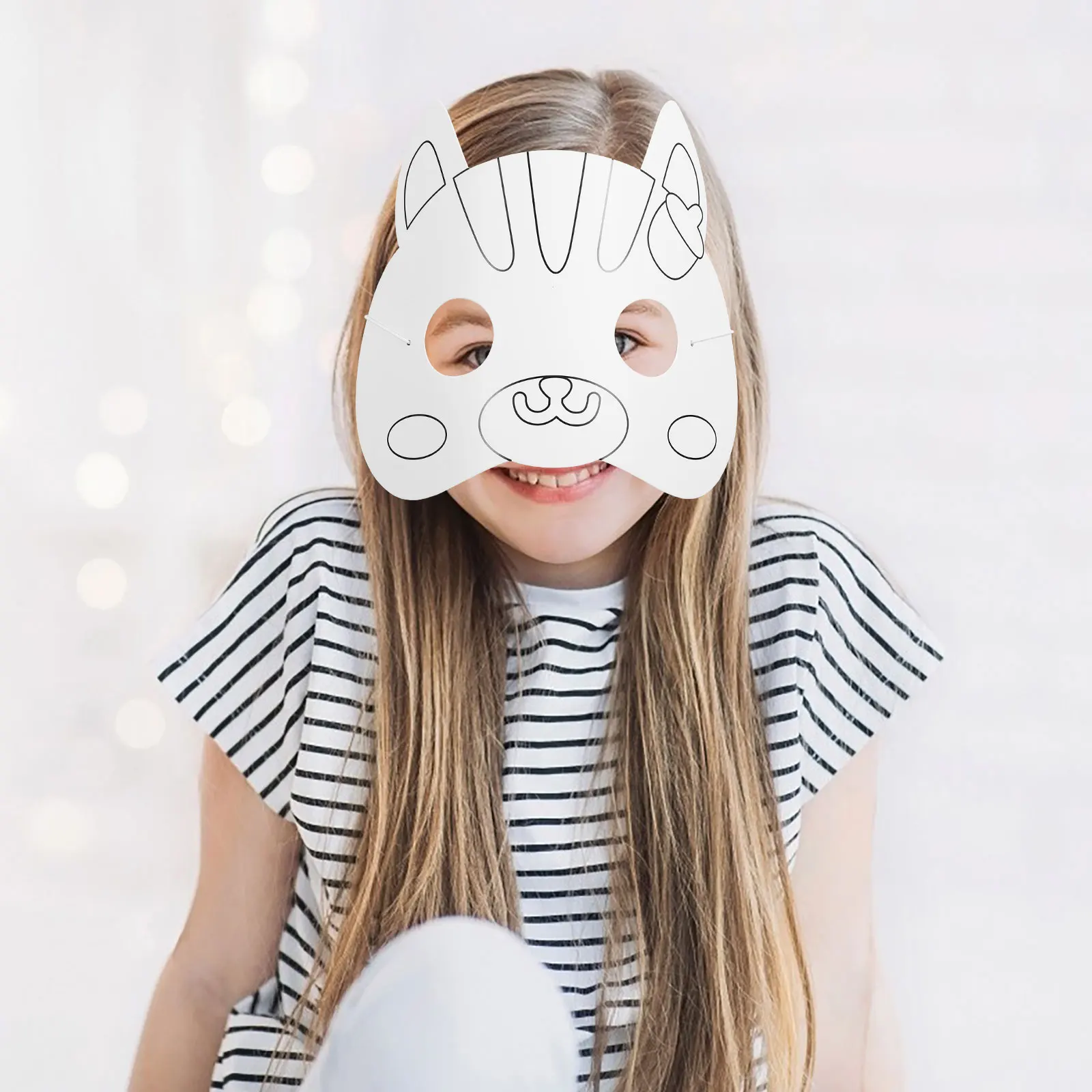 

1 set DIY Masks Blank Unpainted Masquerade Animal Shaped Handcraft Paper Mask for Kids Safe Materials Easy to Color