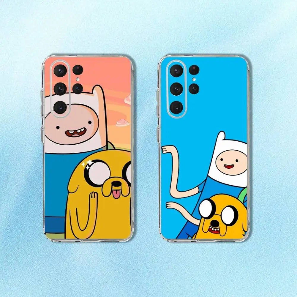 

Cartoon A-Adventure Time Jake Finn Phone Case For Samsung S24,30,21,22,23,20 FE,lite,PIus,Ultra,5G,Note,9,10 Transparent Cover