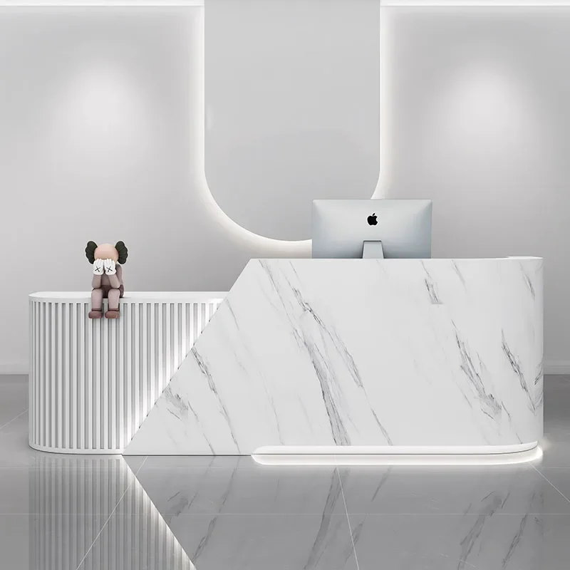 Mesa de escritório moderna branca pequena pódio de madeira móvel checkout contador varejo laudry gabinete móveis Kassentisch