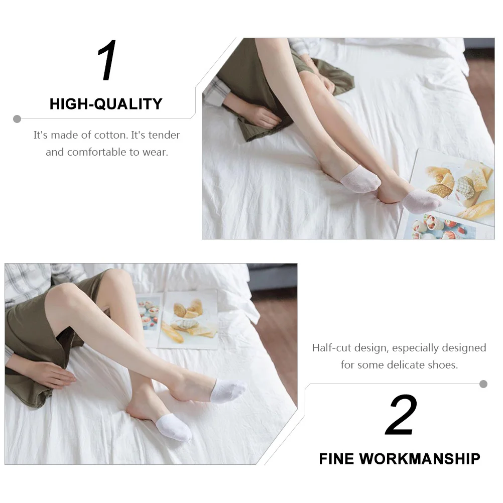

5pcs Skidproof Cotton Half For Forefoot Non-Slip Toe Socks Short Invisible Socks Comfortable Machine Washable Assorted Color ()