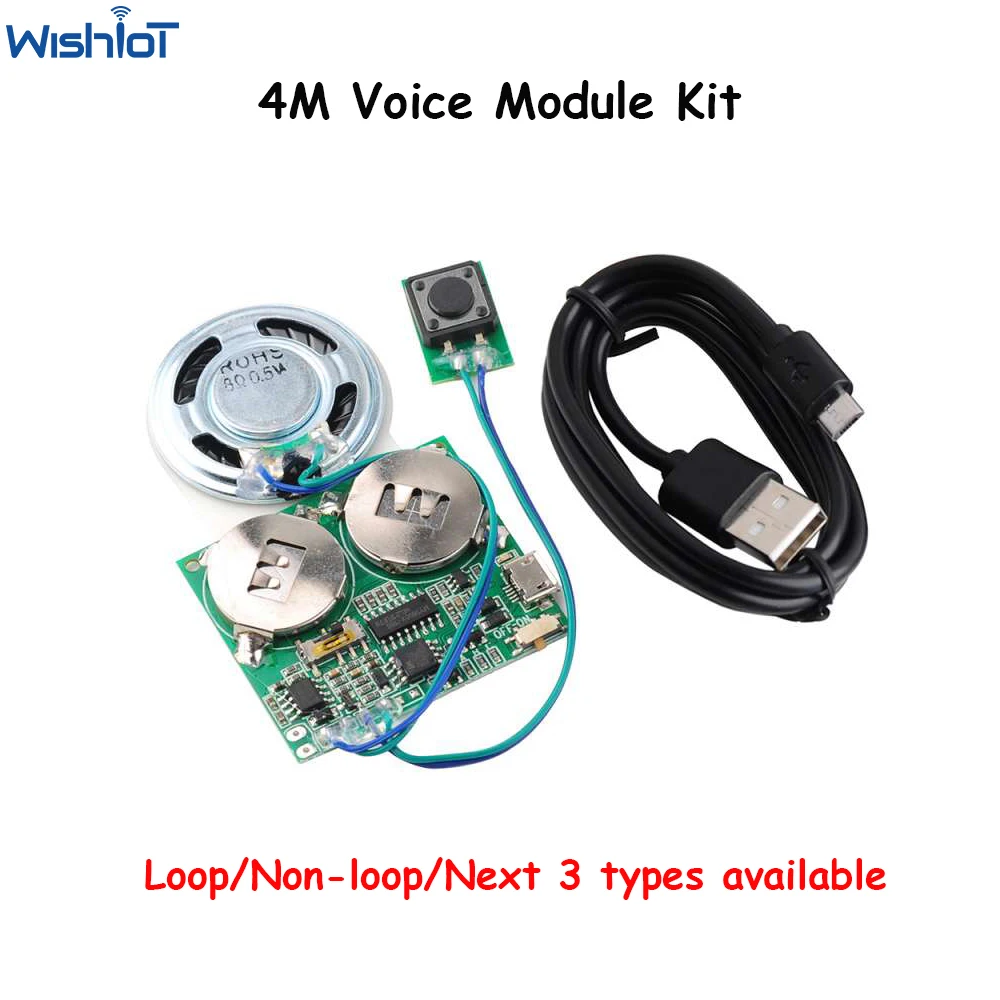 4MB Voice Record Module Sound Recordable Board Next Song/Loop/Non-loop Playback MP3 Music Player Kit for DIY Card Creative Gift