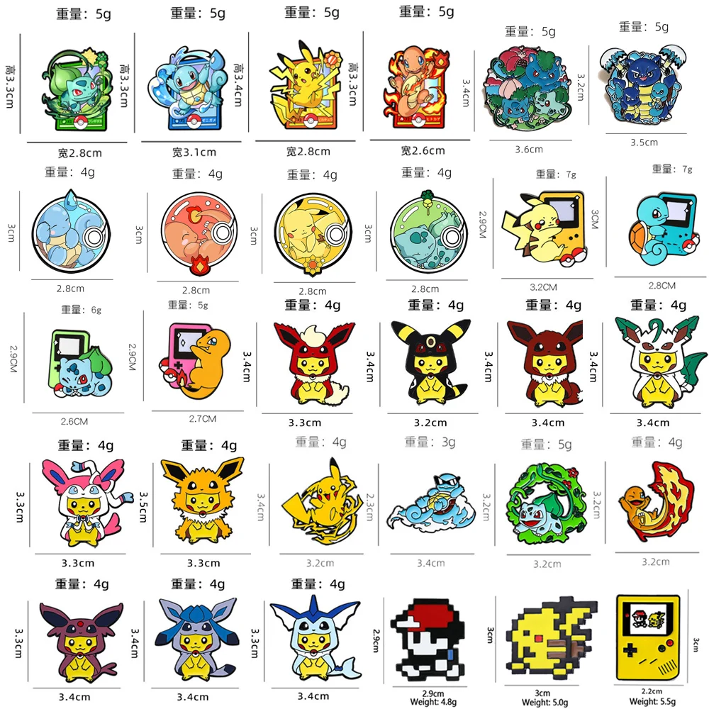 Mixed Random Pokemon Enamel Pins Bulk Lot Pikachu Charmander Squirtle Bulbasaur Lapel Brooches Badges Backpack Decor Fans Gift