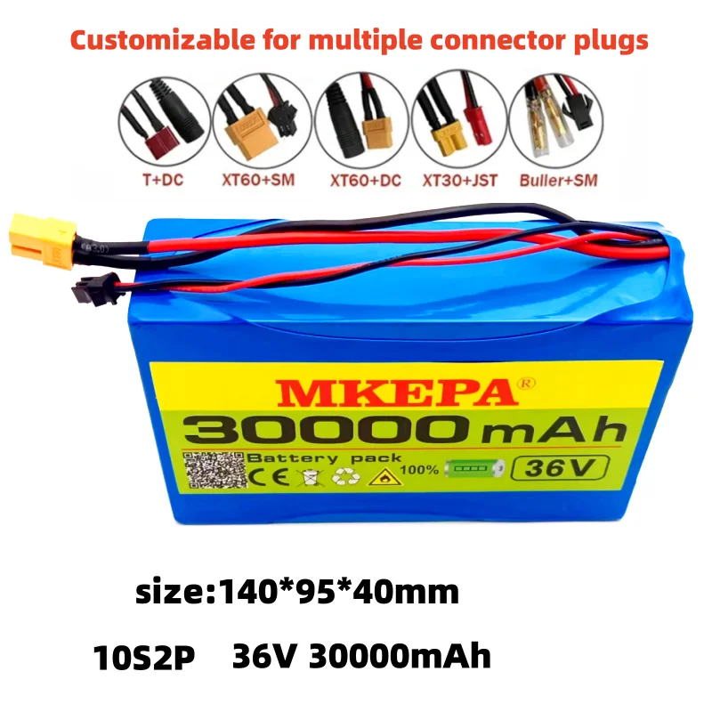 MKEPA 10S2P 36V 30000mAh 450W 18650 Li-ion battery pack for Cooter 42V 37V 35e,