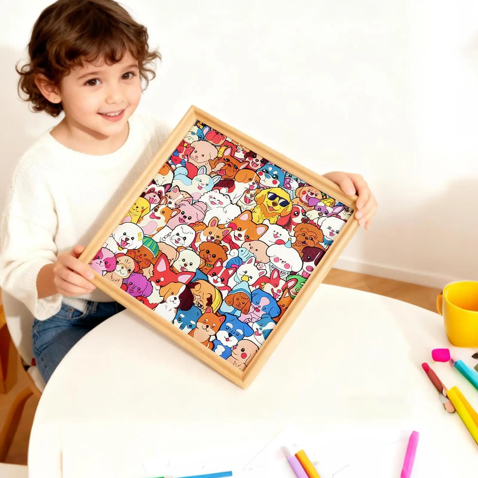 Colorez vos propres puzzles pour enfants, bricolage, cadre photo de chien à colorier, décoration de maison, puzzles d'animaux pour enfants amoureux des animaux