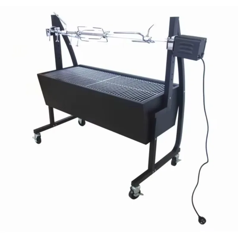 

Suckling Pig Roaster Grill Outdoor Charcoal Rotating Bbq Motor Electrical Grill Spit Rotisserie Trolley Stainless Steel Support
