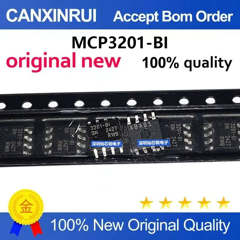 (5-100 Pieces) MCP3201-BI SN 3201-BI 12-Bit ADC Chip Surface-Mounted SOP8 Package Brand New Original