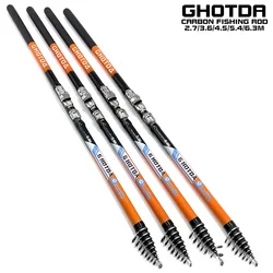 GHOTDA Telescopic Rock Fishing Rod 100% Carbon Fiber Fishing Pole 2.7/3.6/4.5/5.4/6.3M