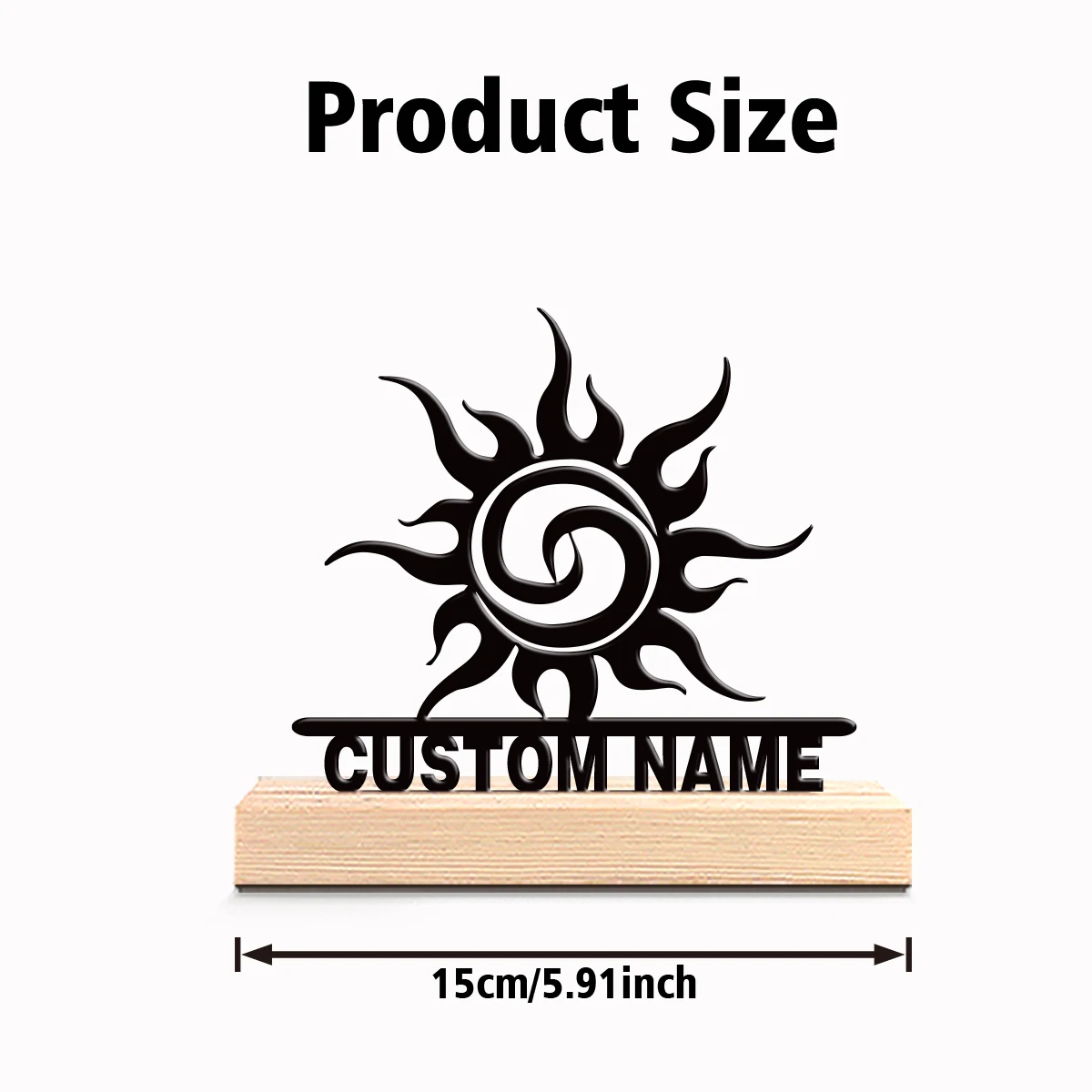 A Zen style customization Totem Metal Art With Wooden Base Tabletop Decoration Suitable for lawyer gifts, office and men's gifts