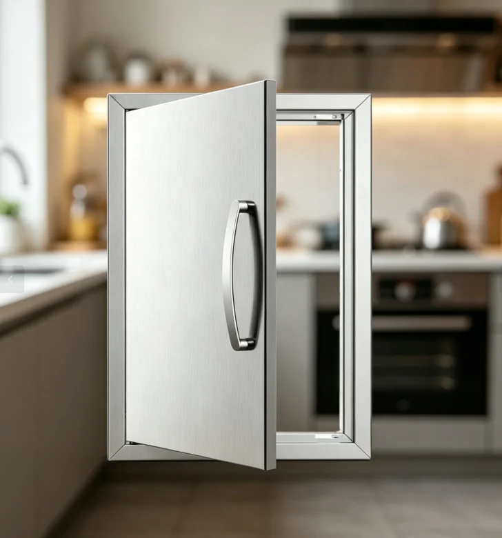 20W×27H Stainless Steel Single Latch Door, Rustproof Stainless Steel Premium Handle Waterproof & Easy to Clean, Indoor & Outdoor