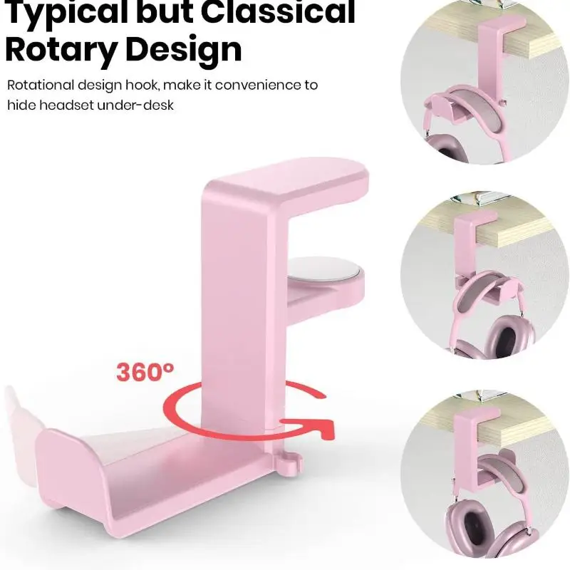 1Pcs 360 Degree Rotating Headphone Holder No Punch Table Clip Hook Earphone Holder Miscellaneous Storage Hanging