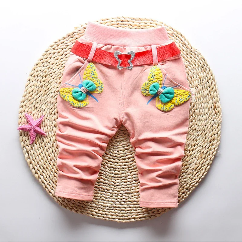 

DIIMUU Baby Kids Girls Cotton Pants Casual Bottoms Toddler Children Wear Elastic Waist Fashion Trousers for 1-3 Years