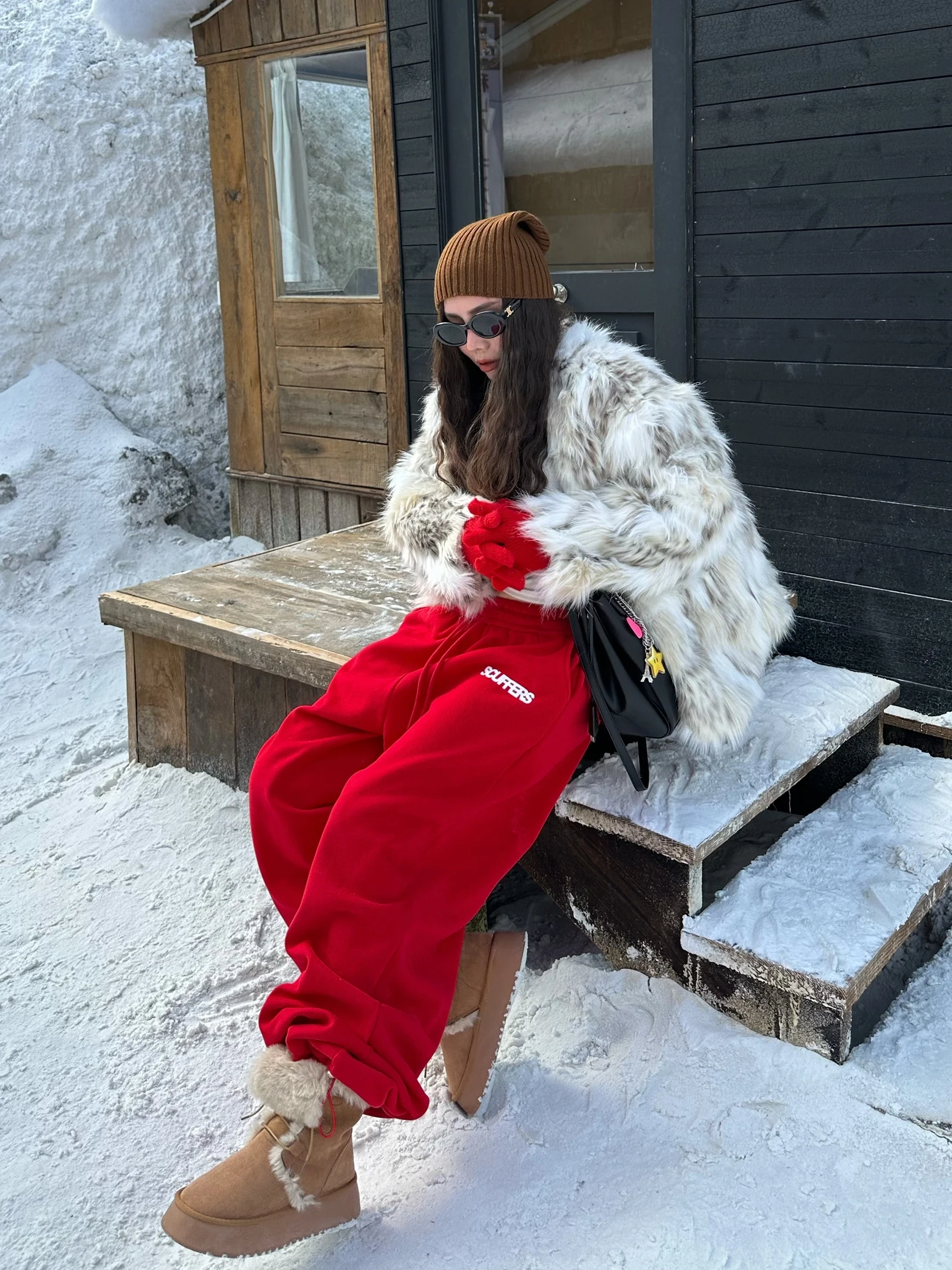 

Women's Fce Lined Pure Cotton Sweatpants Elastic Waist Wide Leg Casual Loose Slimming Cuffed Long Trousers Harem Pants Win...