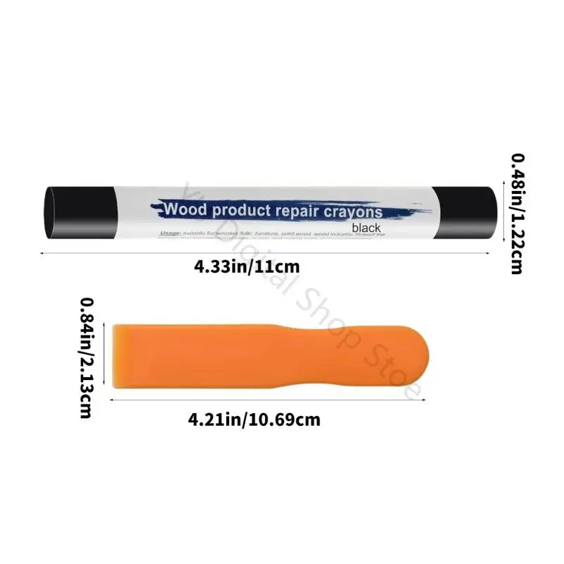 96BA Ausbesserungsmarker-Wachsstift-Set in Holztönen, 24 Reparaturfarben mit praktischem Schaber – Detail 6