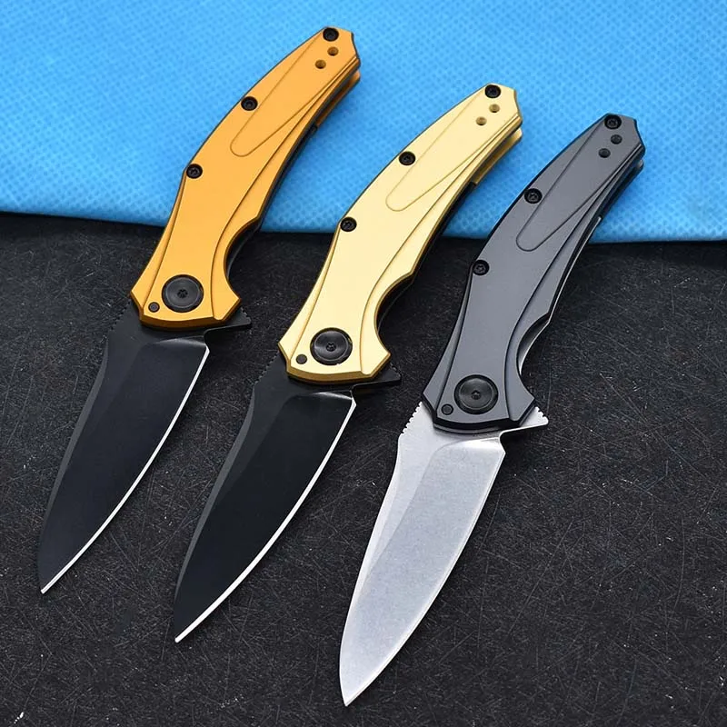 

High hardness 58-60HRC stainless steel folding knives outdoor tool knives portable handmade knives Aluminum handle