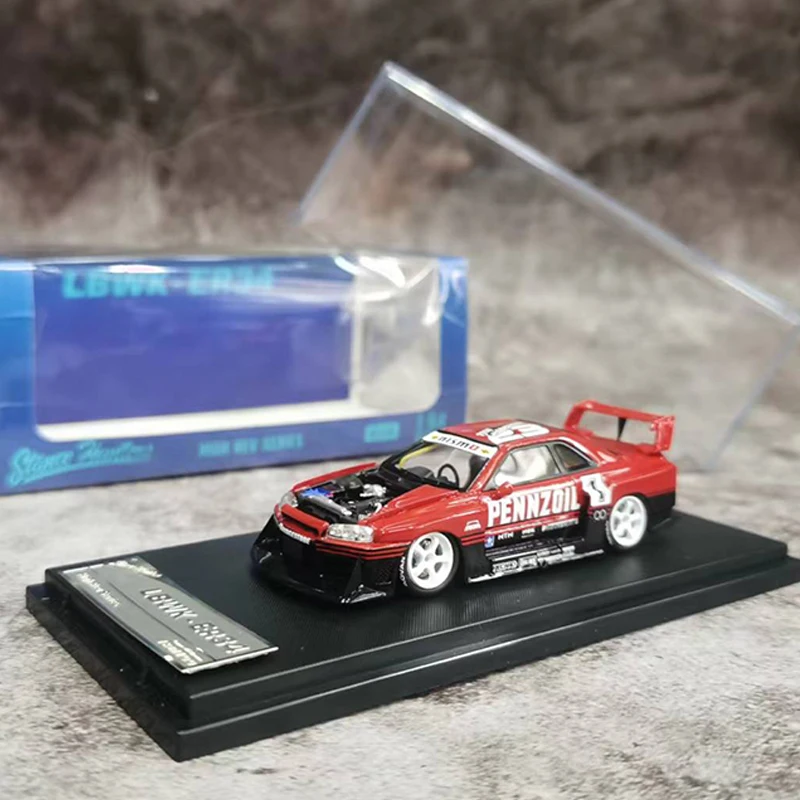 Stance Hunters 1:64 Model Car Skyline GT-R R34 Super Silhouette ER34 Resin Vehicle Display Collection