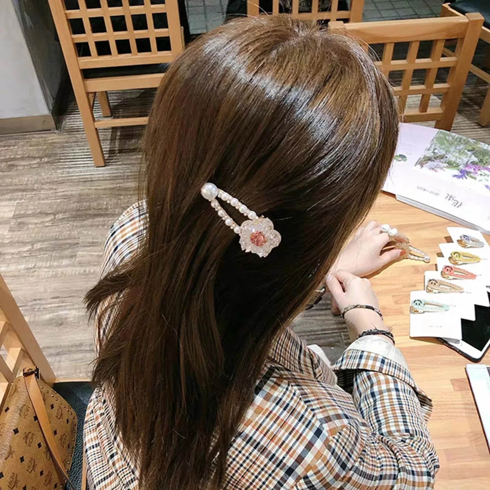 Flower Lace Barrette Hairpin 6.5CM Length Crystal Hair Accessories for Women Girls Hair Styling Tools