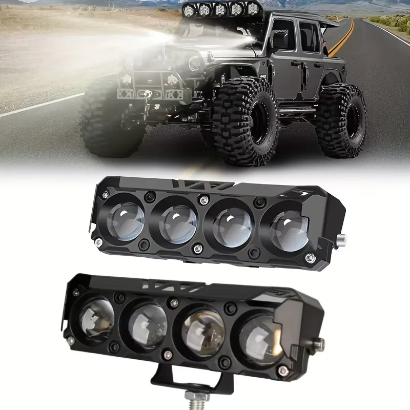 4 Lens White Yellow Motorcycle LED Spotlight Fog Lights High Low Beam Driving Headlight For Off Road Truck Car ATV UTV 4x4 4WD