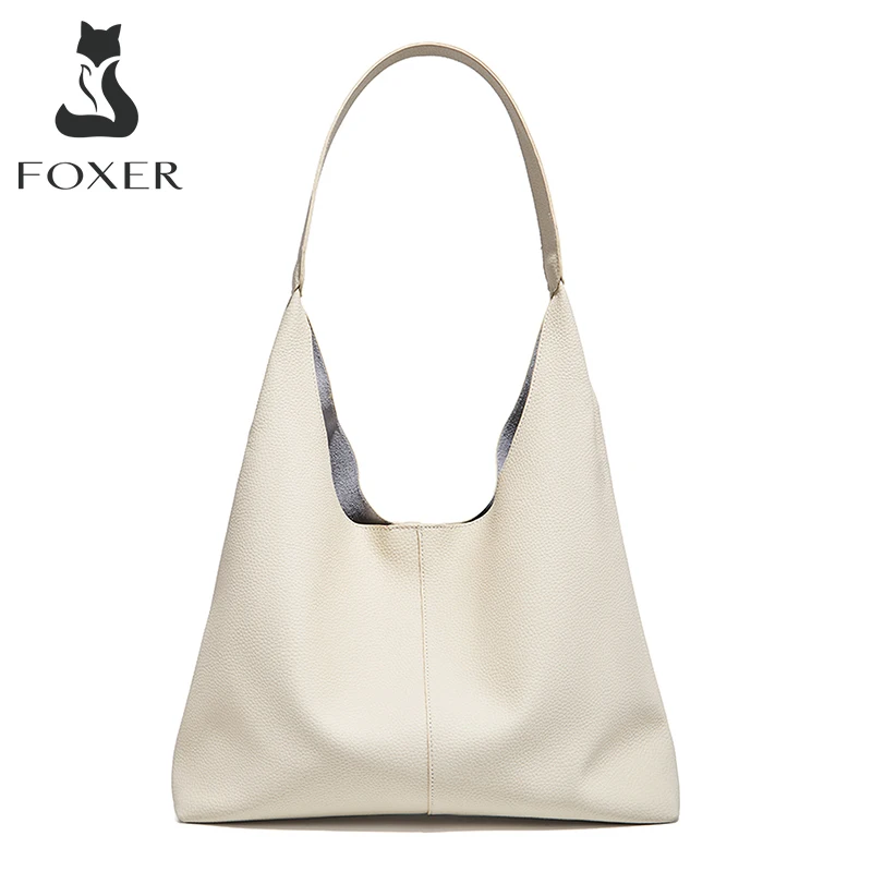 

FOXER Women‘s Shoulder Bag Fashion Tote Lady Classic Split Leather+Microfiber Handbag Set Large Casual Hobo Purse Summer Gift
