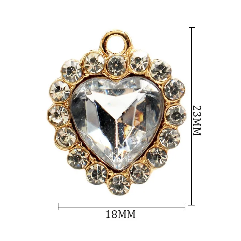 New 10/Piece Heart Shaped Alloy Diamond Acrylic Jewelry DIY Clothing Hair Accessories Earrings Pet Necklace Accessories