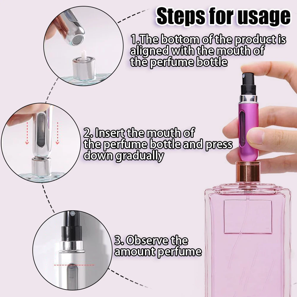 5/8/20ml Refillable Mini Perfume Bottle Portable Aluminum Atomizer 5ml Refill Perfume Spray Bottle Cosmetic Container For Travel