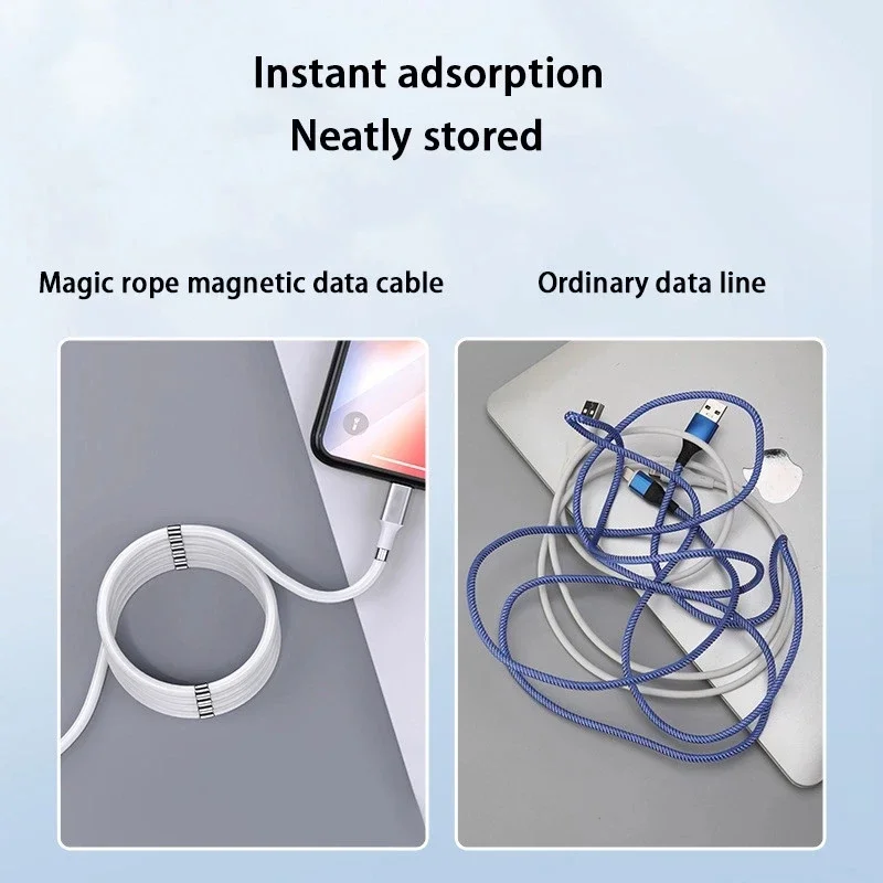 Magnet Charging Cable Magic Rope Self Winding Type C Micro USB Cable Cord Charge Data Cable For iphone Mobile Phone Charger Wire