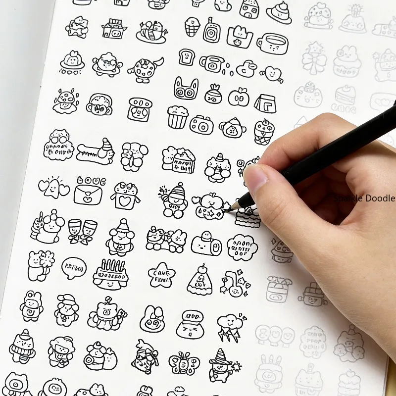 A 40 Page Adult Decompression Minimalist Sketchbook, Themed Sketchbook with Doodles and Coloring of Funny Animals/monsters