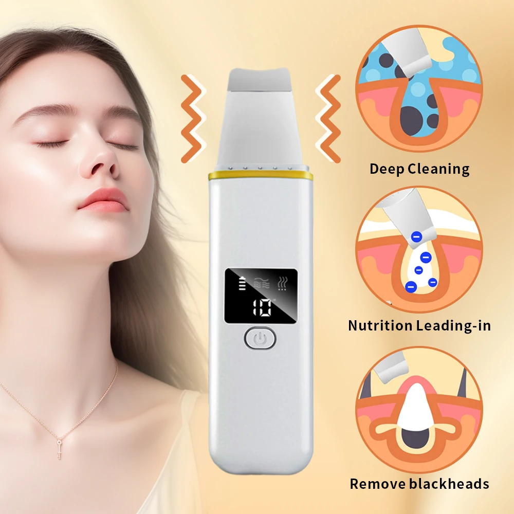 Ultrasone Huid Scrubber Remover Mee-eter Ultrasone Peeling Gezichtsscrubber Schop Gezicht Lifting Verwijderen Porie Acne Diepe Reiniging