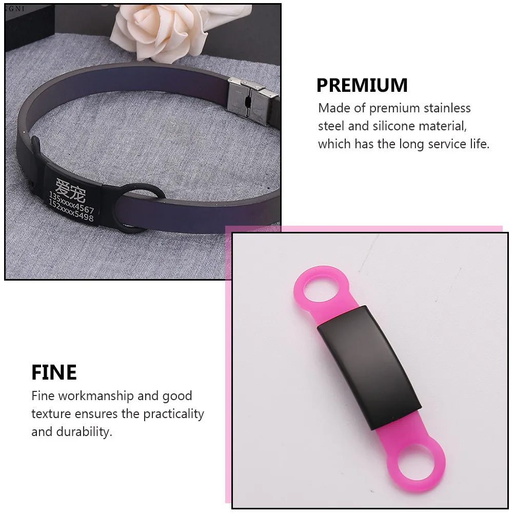 4Pcs Stainless Steel Pet ID Tags for Dogs & Cats – Engravable Name/Phone/Address, Silicone-Filled, Durable Collar Tag