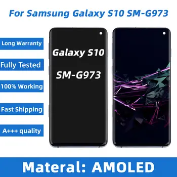 LCD displej Super AMOLED Burn Shadow pro Samsung Galaxy S10 SM-G973, G973F, dotyková deska, digitalizátor s výměnou rámečku 10 nejlepší prodej Displej Samsungu S10 - №6