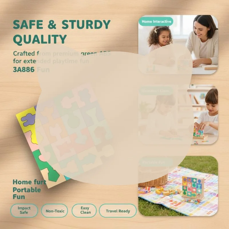 Wooden Geometric Shapes Puzzle 16Pcs Natural Non-Toxic Matching Game for Kids Preschool Educational Play