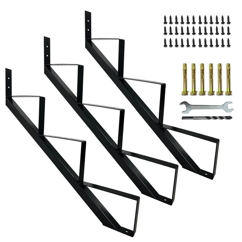 3 упаковки металлических струн для лестниц, 3-ступенчатый стальной подъемник для высоты (матовый черный)