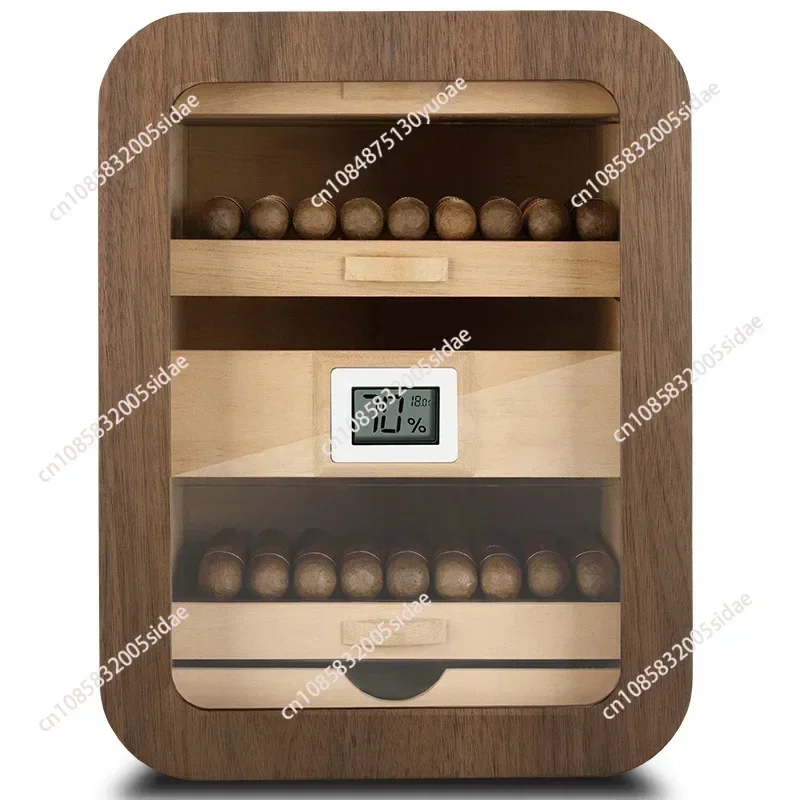 Cedar Wood Cigar Humidor 5 Drawers with Clear Visible High Window with Humidifier and Hygrometer Large Capacity 110 sticks